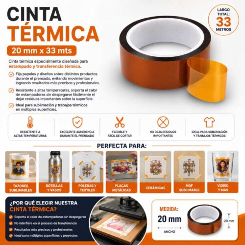 Cinta térmica 20 mm x 33 mts para sublimar - Tienda Stampaideas Imprimeideas