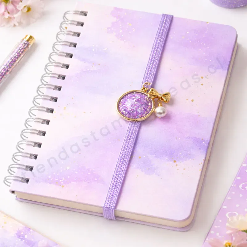 Elástico plano lila glitter - Elástico agenda - Tienda Stampaideas