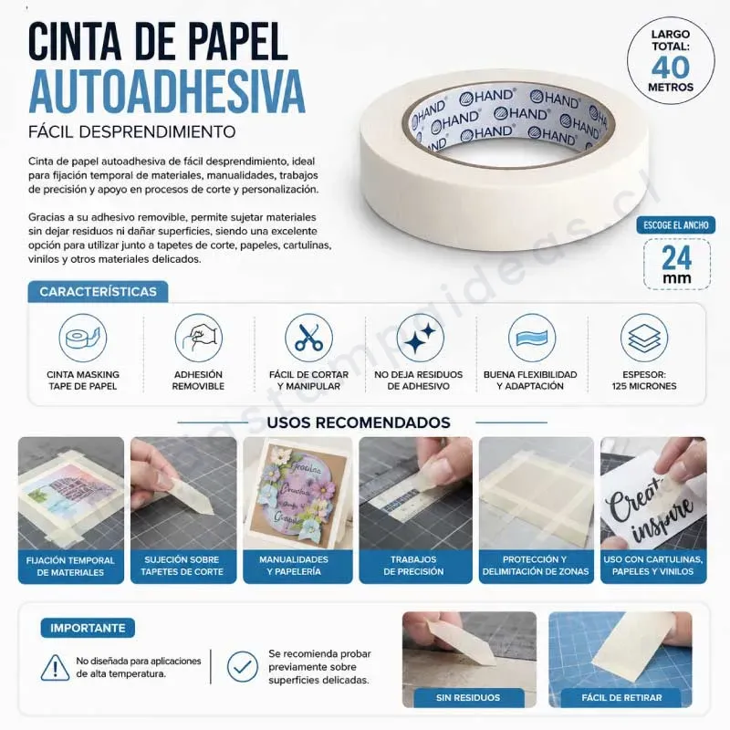 Cinta de enmascarar Masking Tape 24 mm x 40 mts - Tienda Stampaideas Imprimeideas