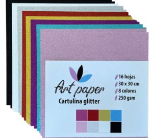 Kit de 16 cartulinas glitter Art Paper - Tiendastampaideas