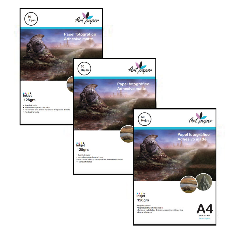 Papel adhesivo matte 50 hojas - 3 Pack