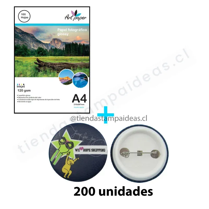 Chapita 58 mm alfiler 200 UN - Pack