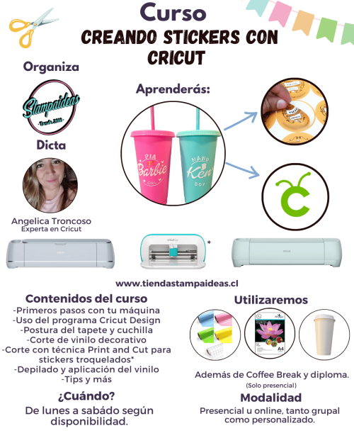 Curso Creando stickers con Cricut - Tienda Stampaideas