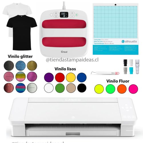 Silhouette Cameo 4 Blanca - Kit Estampado 2 Cricut Easy press Mediana - Tiendastampaideas