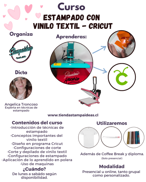 Curso estampado vinilo textil con cricut - Tienda Stampaideas