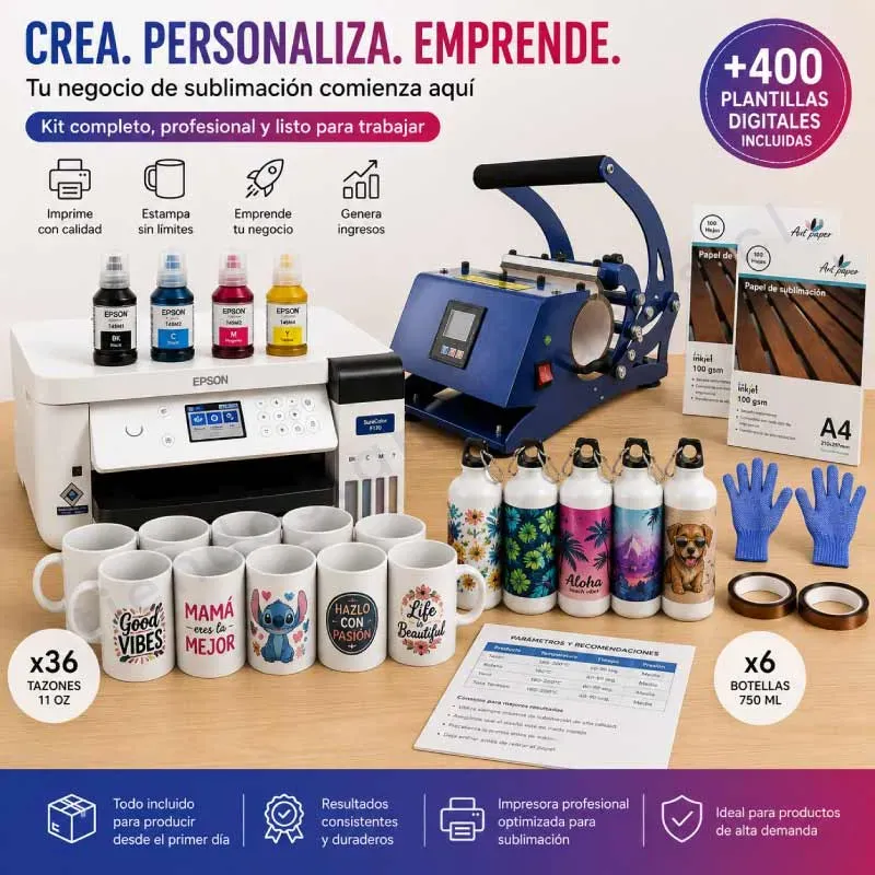 Kit de sublimación avanzado Estampadora Azul F170 - Tienda Stampaideas Imprimeideas