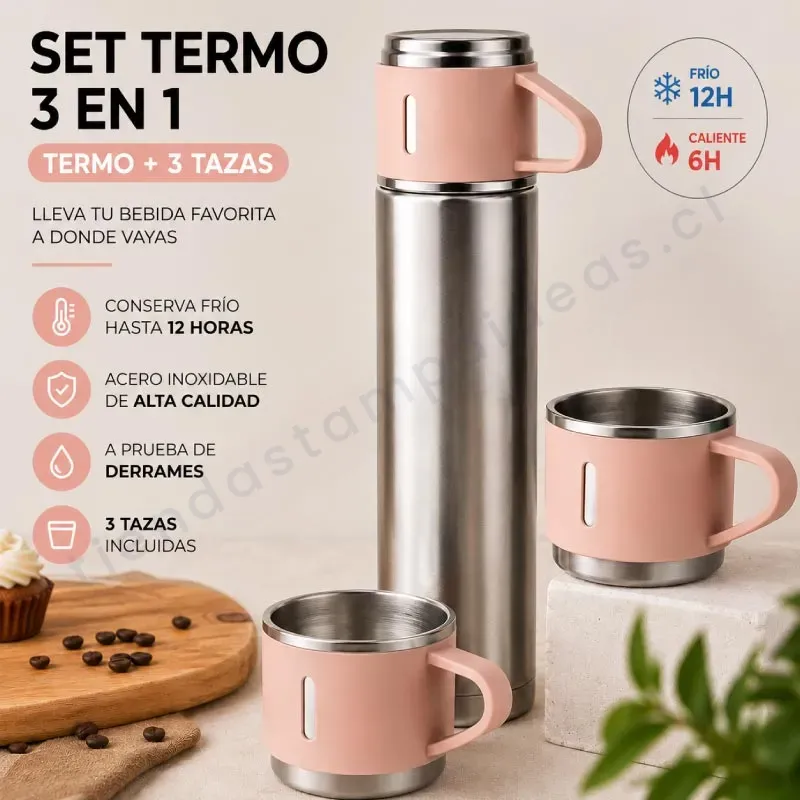 Set 3 termos con tazas 500 ml - Tienda Stampaideas Imprimeideas