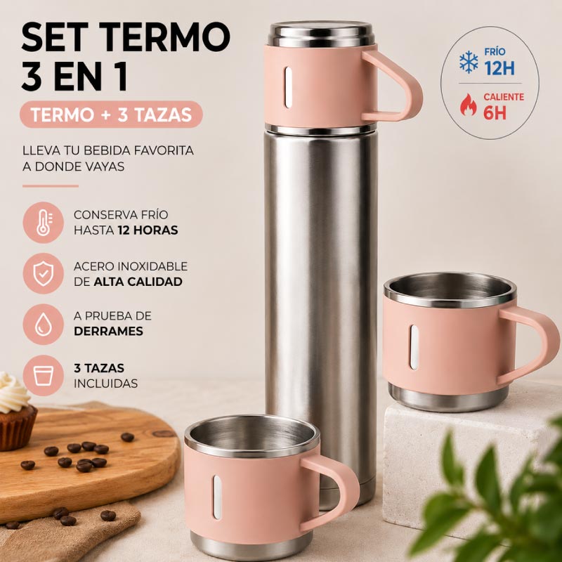 Set 3 termos con tazas 500 ml - Tienda Stampaideas Imprimeideas