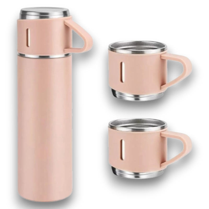 Termo con 3 tazas 500 ml Rosado rosa - Tienda Stampaideas Imprimeideas