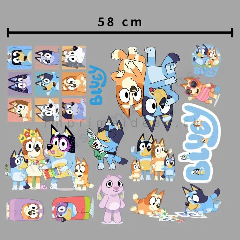 Lienzo DTF textil Bluey – 58 cm