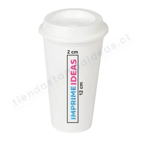Vasos plastico duro personalizado Blanco Logo 2 x 12 cm Tienda Stampaideas Imprimeideas