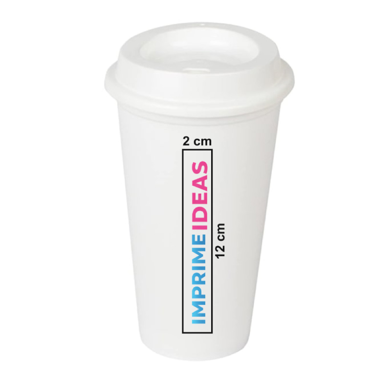 Vasos plastico duro personalizado Blanco Logo 2 x 12 cm Tienda Stampaideas Imprimeideas