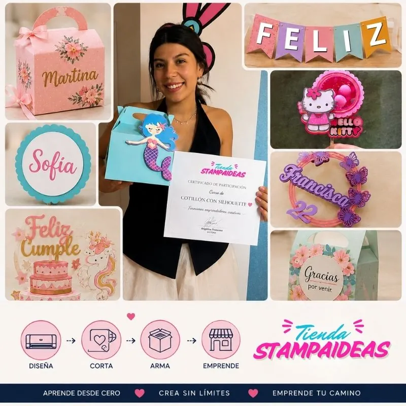 Crear cotillon Curso de como hacer cotillón con Silhouette - Tienda Stampaideas Imprimeideas