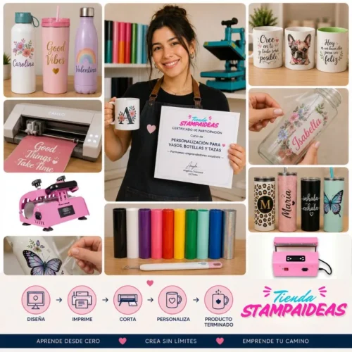 Taller de personalización de vasos Curso de emprendimiento - Tienda Stampaideas Imprimeideas