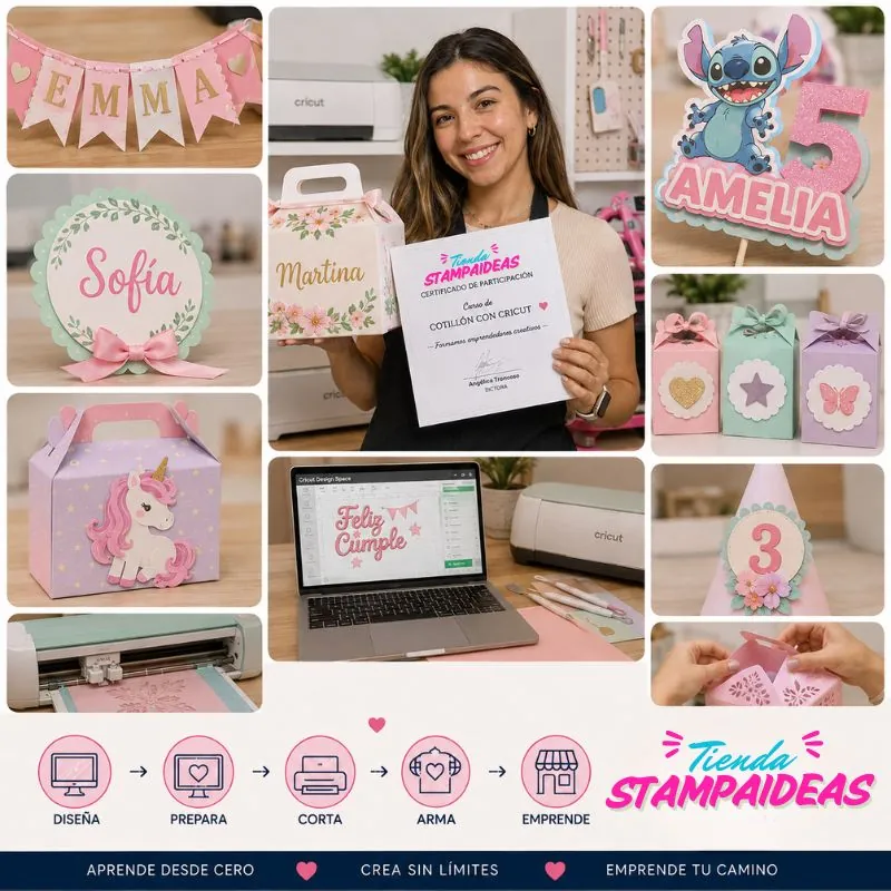 Curso de Cricut Curso de cotillón para Cricut - Tienda Stampaideas Imprimeideas