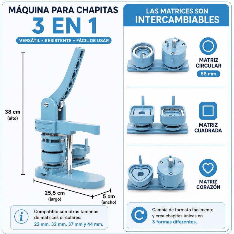 Máquina de chapitas 3 en 1 - Colores - Imagen 4