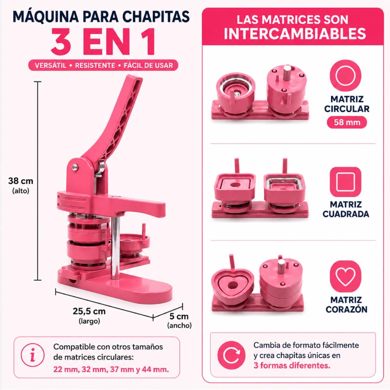 Máquina de chapitas 3 en 1 - Colores - Imagen 3
