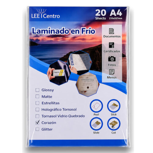 Laminado en frío tornasol Corazon A4 - Tienda Stampaideas Imprimeideas