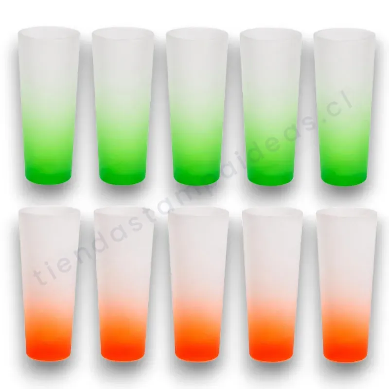 Tequilero sublimable 3 oz naranjo y verde - Tienda Stampaideas Imprimeideas