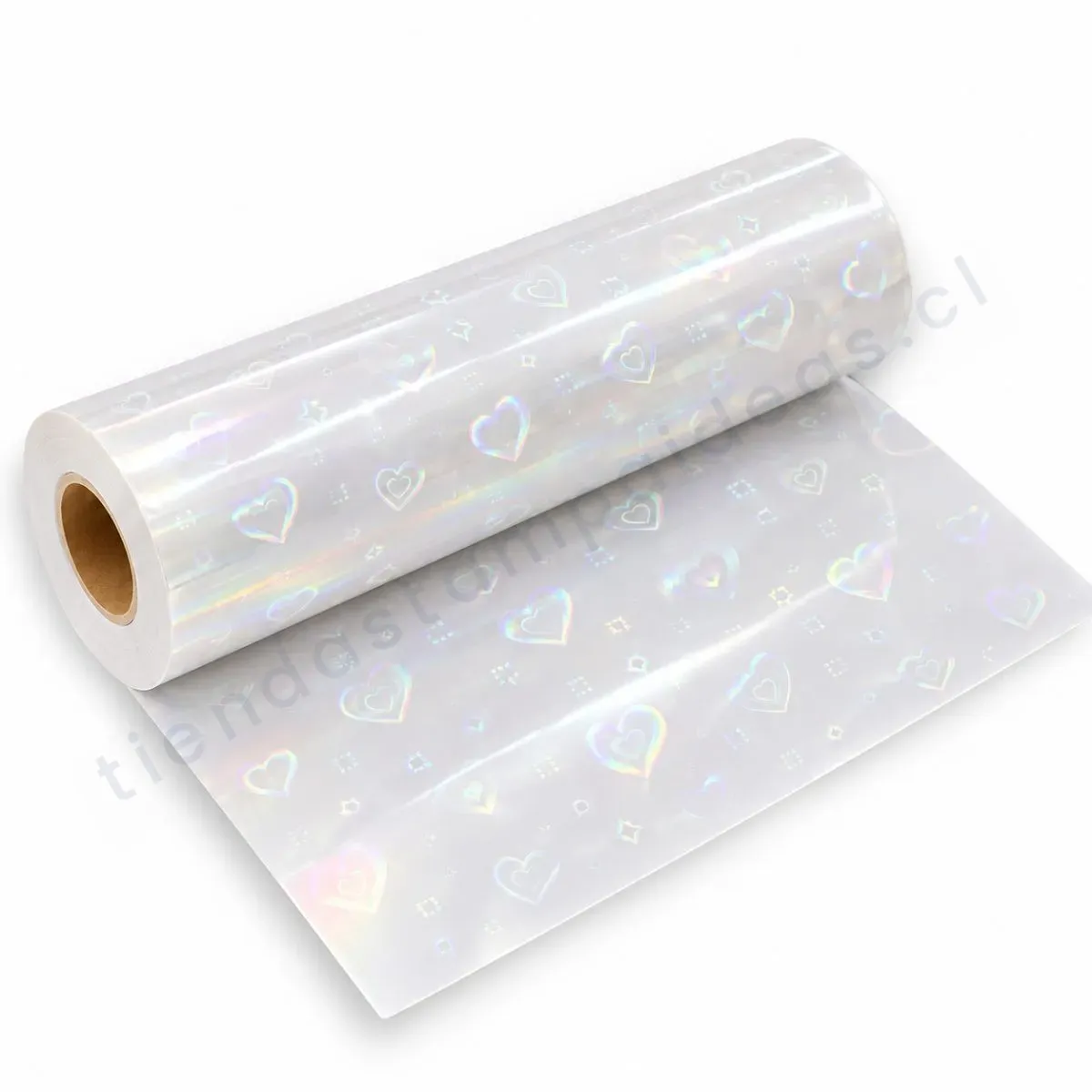 Laminado corazon tornasol brillante 30 cm x 30 mts - Tienda Stampaideas Imprimeideas