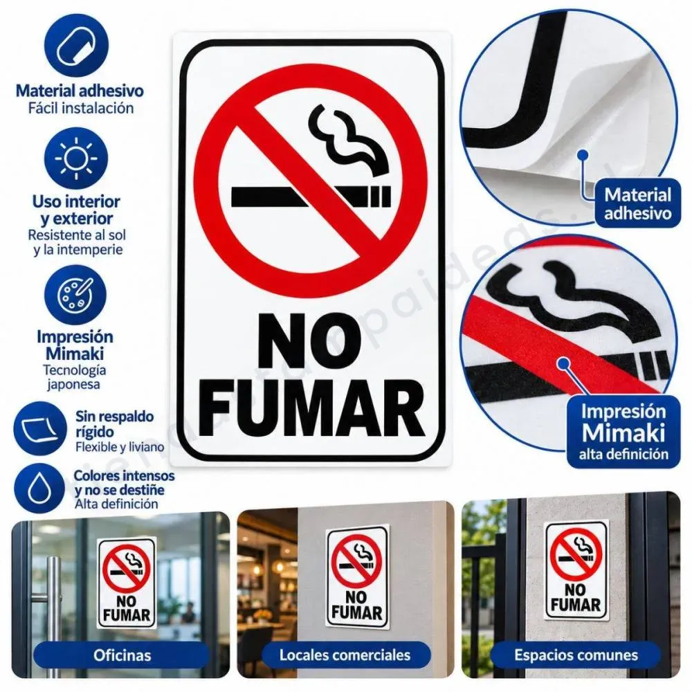 Señalética No Fumar - Adhesiva - Imagen 2