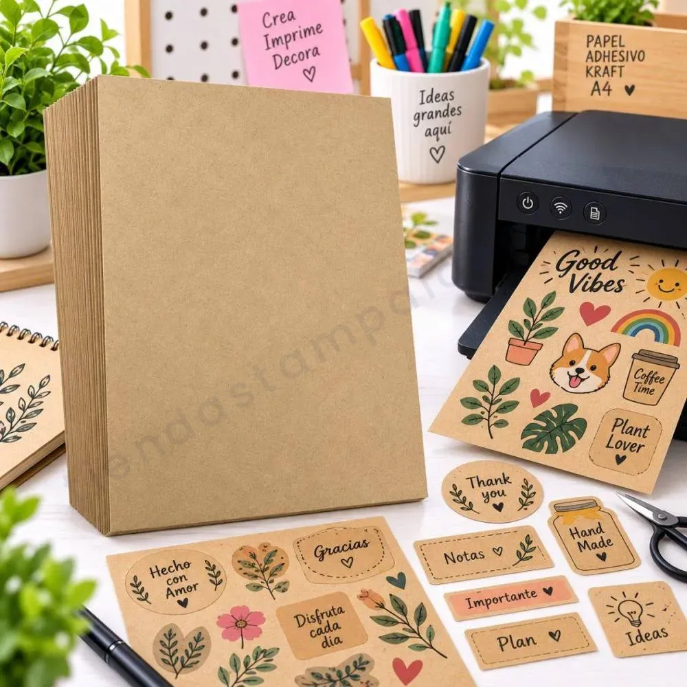 Papel adhesivo kraft a4 - Tienda Stampaideas Imprimeideas